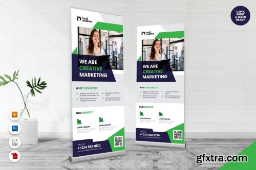 Corporate Roll Up Banner AI & PSD Template