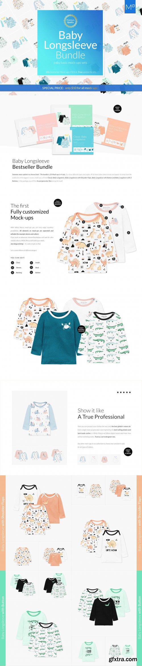 CreativeMarket - Baby Longsleeve Bundle 24x Mock-ups 4334027