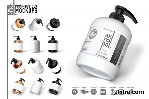 CreativeMarket - PUMP BOTTLES MOCK UP 4287067