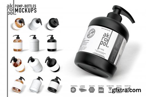 CreativeMarket - PUMP BOTTLES MOCK UP 4287067