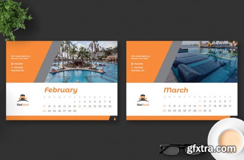 2020 Resort Hotel Calendar Desk Pro