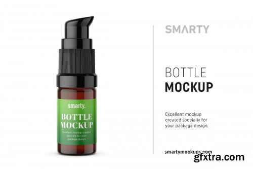 CreativeMarket - Amber pump cosmetic bottle mockup 4411361