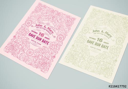 Wedding invitation Layout with Ornamentation - 218417792 - 218417792