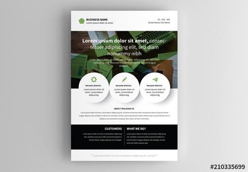 Business Flyer Layout with Green Accents - 210335699 - 210335699