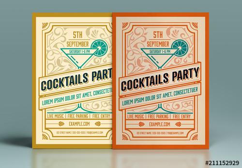 Retro-Style Cocktail Party Invitation Layout - 211152929 - 211152929