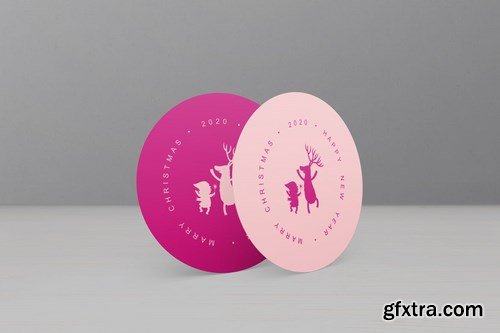 Round Cards Stickers Mock-Ups Vol1