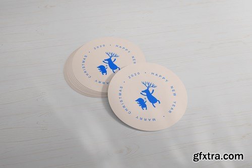 Round Cards Stickers Mock-Ups Vol1