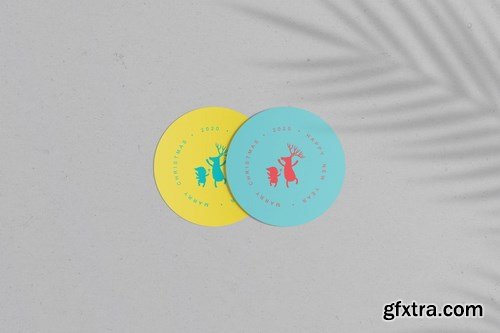 Round Cards Stickers Mock-Ups Vol1