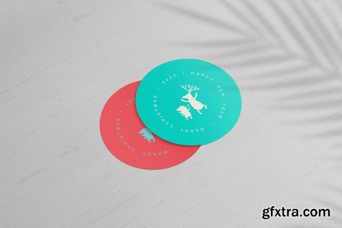 Round Cards Stickers Mock-Ups Vol1