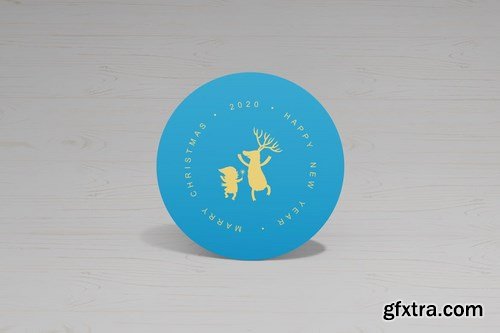 Round Cards Stickers Mock-Ups Vol1