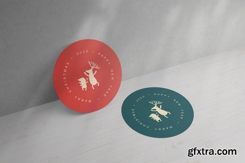 Round Cards Stickers Mock-Ups Vol1