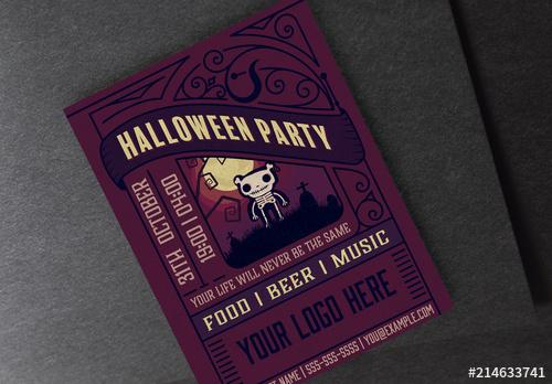 Dark Halloween Party Flyer Layout - 214633741 - 214633741