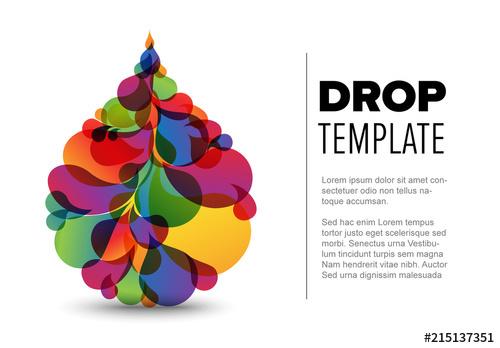 Flyer Layout with Colorful Droplet Elements - 215137351 - 215137351