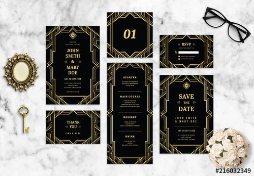 Art Deco Wedding Stationery Layout - 216032349 - 216032349