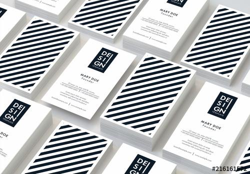 Business Card Layout with Diagonal Stripes - 216161572 - 216161572