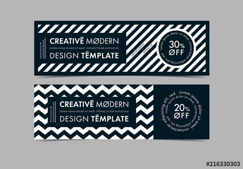 Web Banner Layout with Black and White Patterns - 216330303 - 216330303