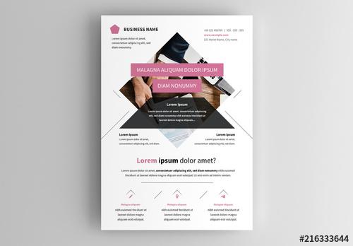 Business Flyer Layout with Pink and Black Accents - 216333644 - 216333644