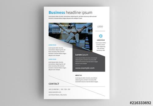 Business Flyer Layout with Blue Accents - 216333692 - 216333692