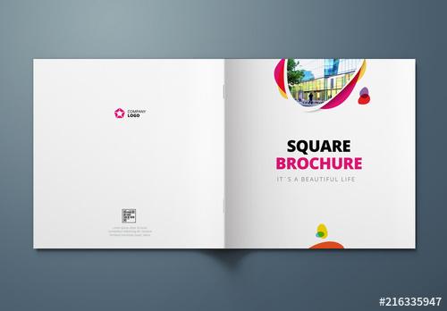 Square Cover Layout with Pink and Yellow Elements - 216335947 - 216335947