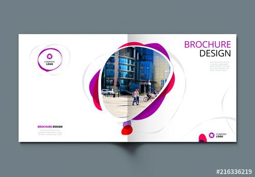 Square Cover Layout with Red and Purple Elements - 216336219 - 216336219