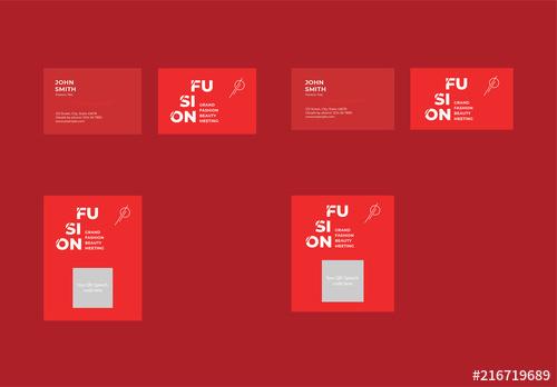 Business Card Layout Set with Red Accents - 216719689 - 216719689