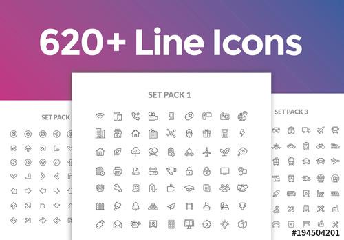 620 Line Art Icons Set - 194504201 - 194504201