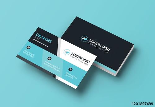 Black and Light Blue Business Card Layout - 201897499 - 201897499