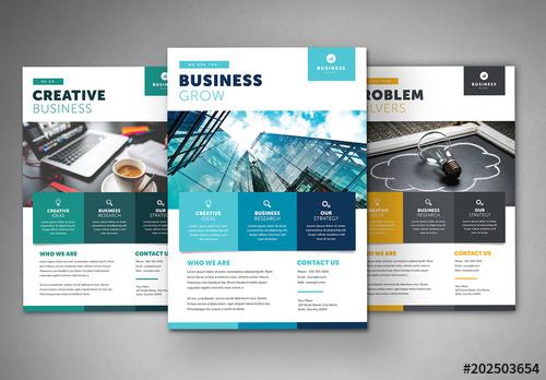 Business Flyer Layout with Colorful Squares - 202503654 - 202503654