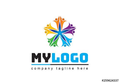 Logo Layout with Abstract Colorful People Icon - 259624337 - 259624337