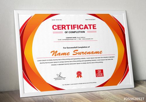 Horizontal Red and Orange Certificate of Completion Layout - 259626927 - 259626927