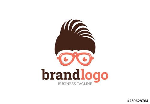 Logo Layout with Hair and Glasses - 259628764 - 259628764