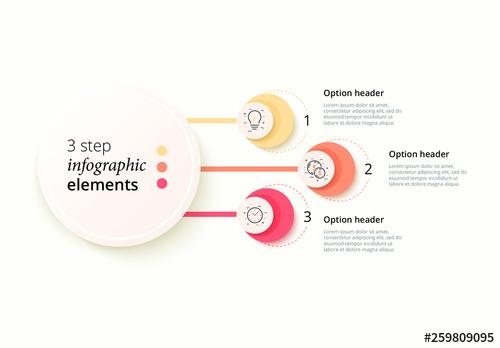 3 Step Infographic with Red, Yellow, and Orange Accents - 259809095 - 259809095