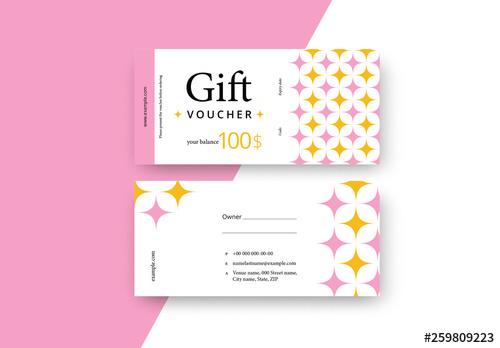 Abstract Gift Voucher with Pink and Yellow Elements - 259809223 - 259809223