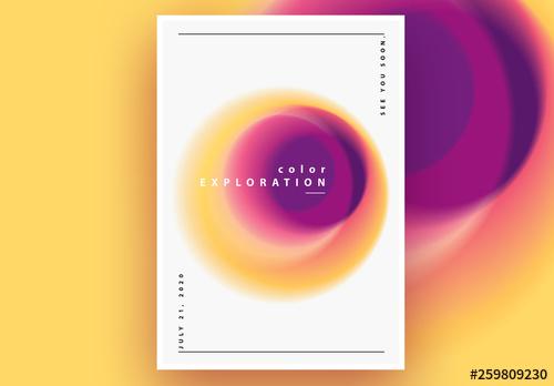 Abstract Poster Layout with Pink and Yellow Gradient Blurred Circle - 259809230 - 259809230