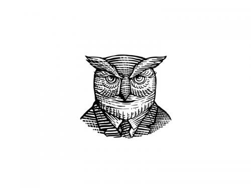 Hipster Owl Suit Woodcut - hipster-owl-suit-woodcut