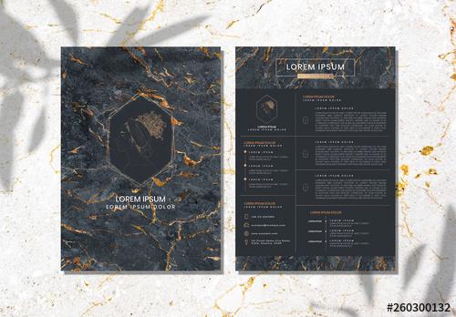 Marble Resume Layout with Gold Accents - 260300132 - 260300132