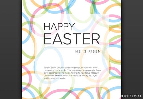 Happy Easter Card Layout with Egg Accents - 260327971 - 260327971