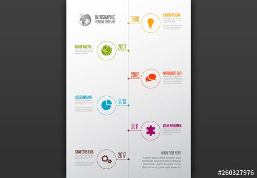 Vertical Timeline Layout with Colorful Icons on Light Gradient - 260327976 - 260327976