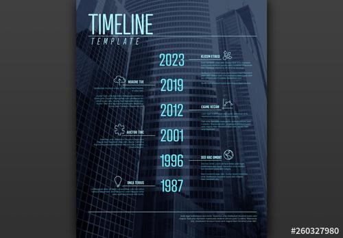 Timeline Layout with Blue Accents and City Background - 260327980 - 260327980