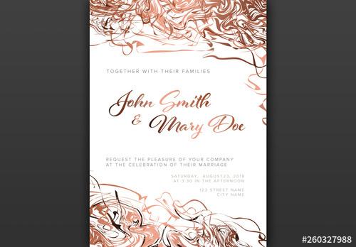 Wedding Invitation Layout with Abstract Copper Pink Elements - 260327988 - 260327988