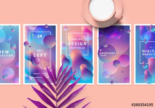 6 Social Media Posts with 3D Liquid Gradient Elements - 260354195 - 260354195