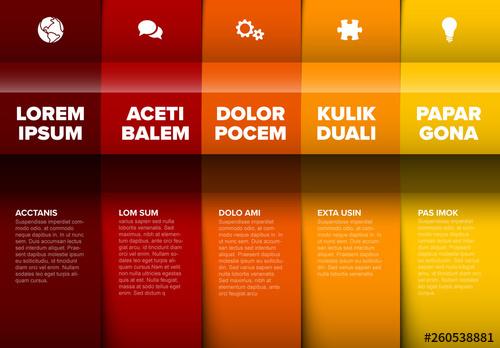 Infographic with Overlapping Red, Orange, and Yellow Columns - 260538881 - 260538881