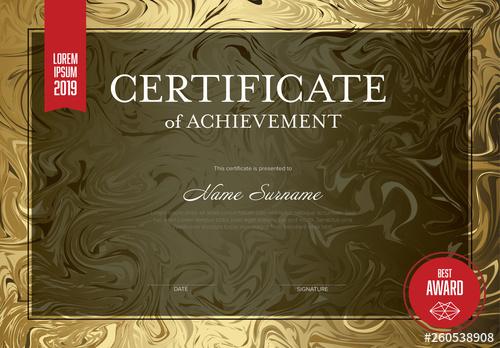 Certificate of Achievement with Golden Marble Background - 260538908 - 260538908