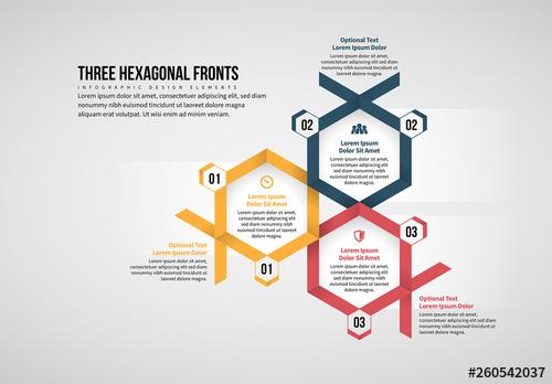 Three Hexagonal Front Infographic - 260542037 - 260542037