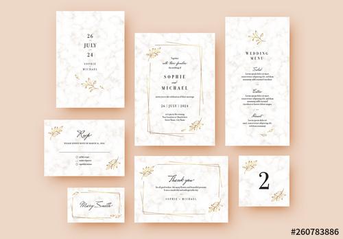 White Marble Wedding Stationery Set - 260783886 - 260783886