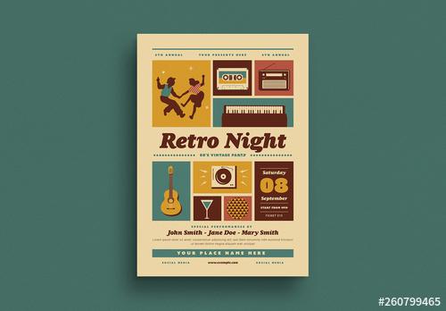 Retro Night Flyer Layout - 260799465 - 260799465