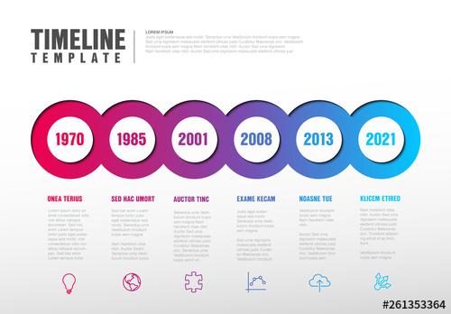 Infographic with Linked Gradient Circles Element - 261353364 - 261353364