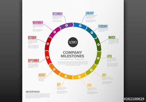 Full Year Rainbow Circular Timeline Layout - 262100629 - 262100629