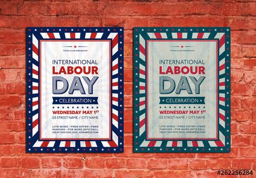 Happy Labor Day Poster Layout with Stars - 262256284 - 262256284