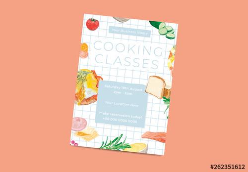 Cooking Classes Poster Layout with Illustrative Accents - 262351612 - 262351612
